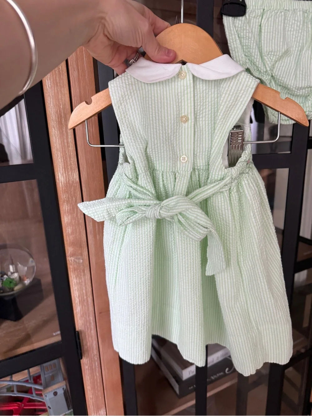 Ralph Lauren smocked dress bloomers set peter pan collar embroidered seersucker
